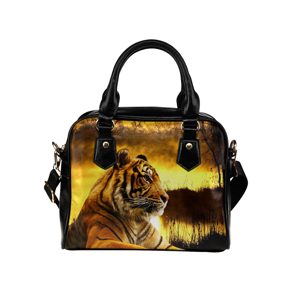 Tiger and Sunset Shoulder Handbag (Model 1634)
