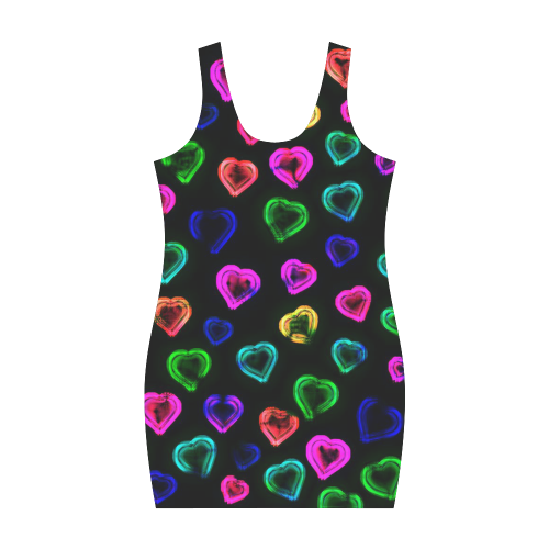 blurry neon hearts Medea Vest Dress (Model D06)