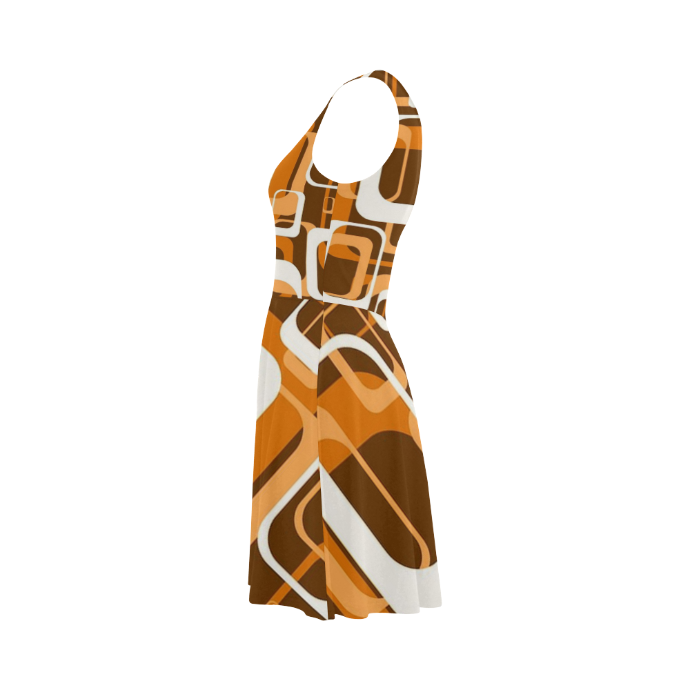 retro pattern 1971 orange Atalanta Sundress (Model D04)