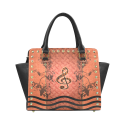 Clef with roses Rivet Shoulder Handbag (Model 1645)