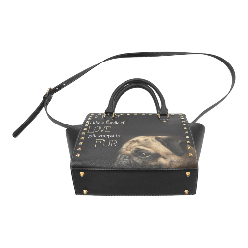 Cute Pug Rivet Shoulder Handbag (Model 1645)