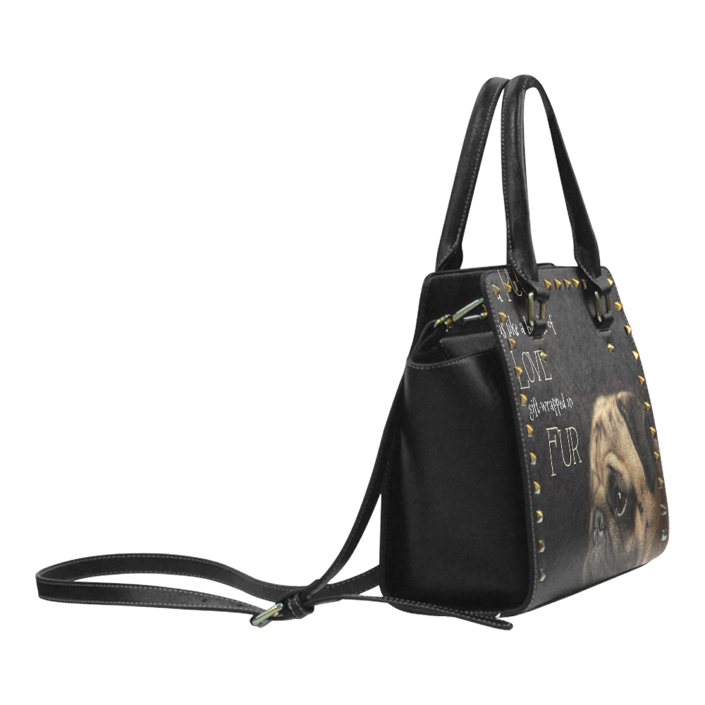 Cute Pug Rivet Shoulder Handbag (Model 1645)