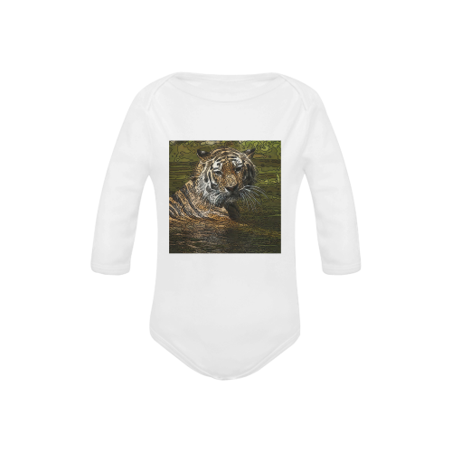 animal artstudion 15416 tiger Baby Powder Organic Long Sleeve One Piece (Model T27)