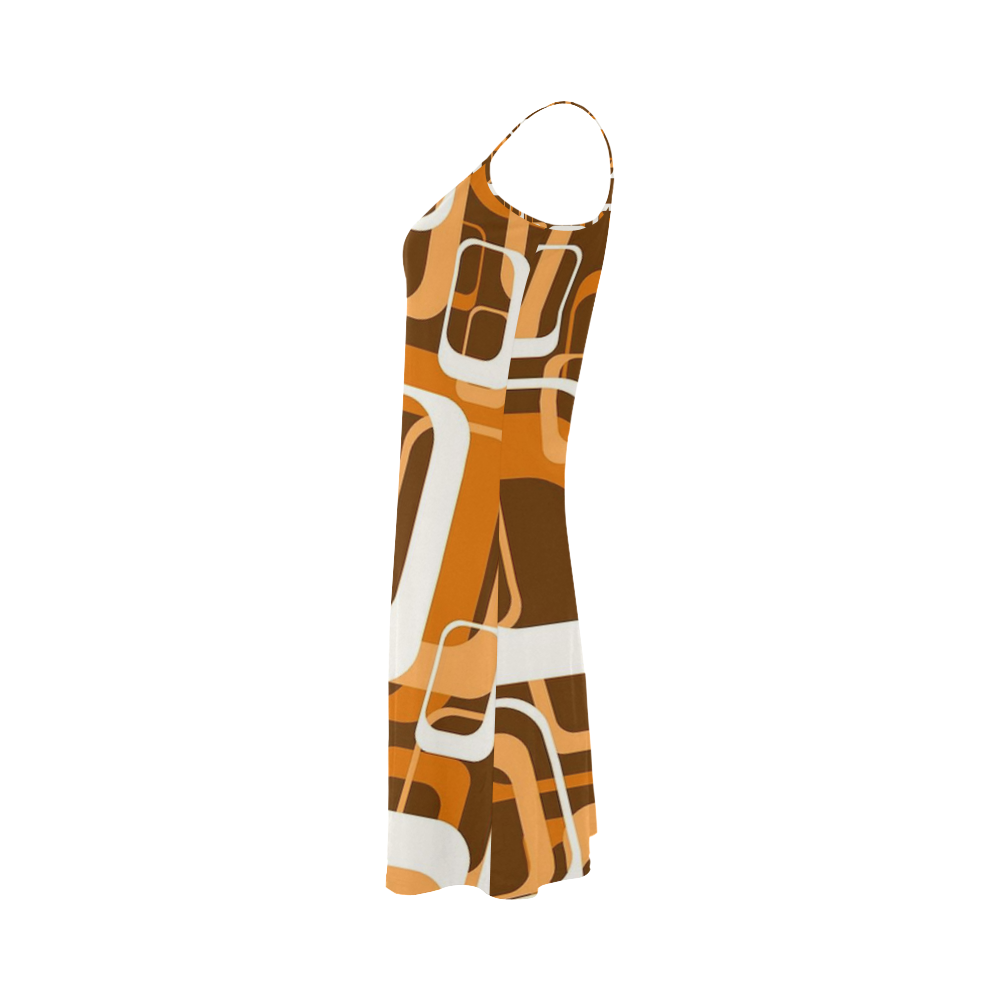 retro pattern 1971 orange Alcestis Slip Dress (Model D05)