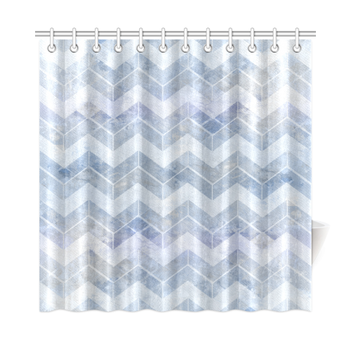 Chevron in blue watercolors Shower Curtain 72"x72"