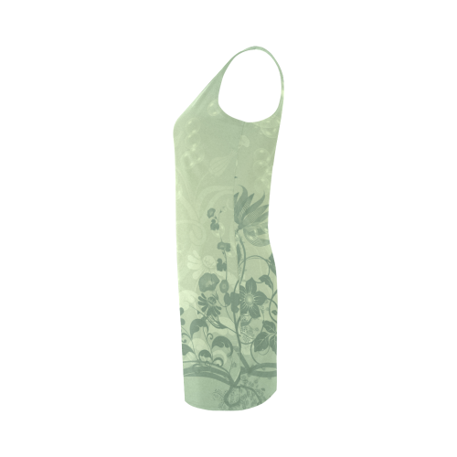 Soft green flowers Medea Vest Dress (Model D06)