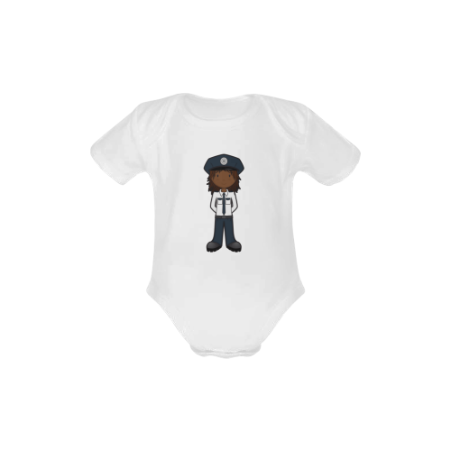 Police Girl -officer law enforcement cop Baby Powder Organic Short Sleeve One Piece (Model T28)