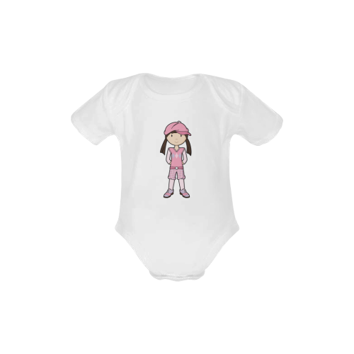 Golf Girl Pink - vintage golfing outfit Baby Powder Organic Short Sleeve One Piece (Model T28)