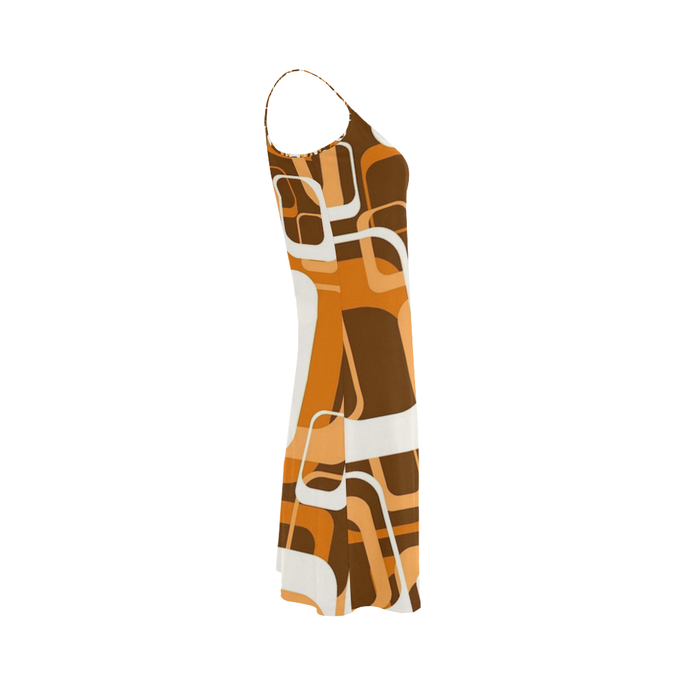 retro pattern 1971 orange Alcestis Slip Dress (Model D05)