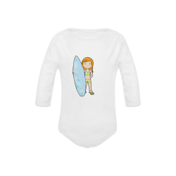 Surf Girl - surfer beach surfboard bikini Baby Powder Organic Long Sleeve One Piece (Model T27)