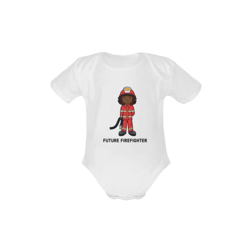 Future Firefighter - girl Baby Powder Organic Short Sleeve One Piece (Model T28)