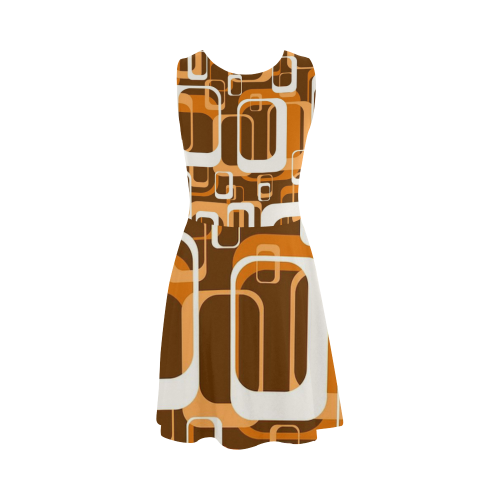 retro pattern 1971 orange Atalanta Sundress (Model D04)