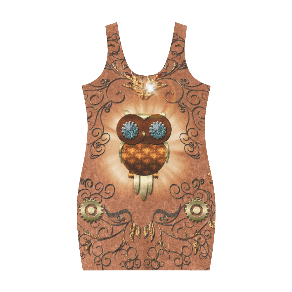 Steampunk, cute owl Medea Vest Dress (Model D06)
