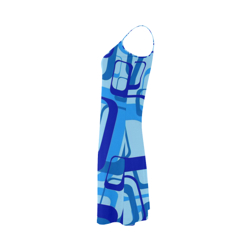 retro pattern 1971 blue Alcestis Slip Dress (Model D05)