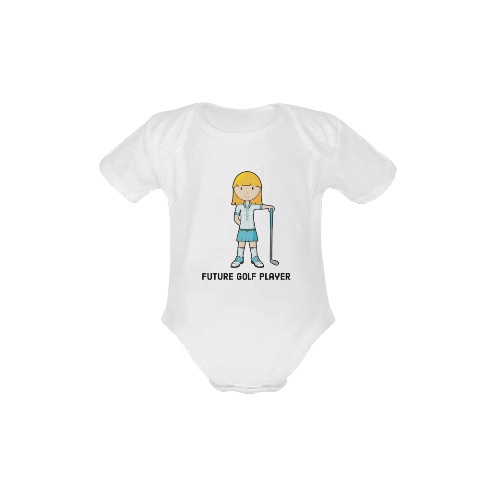 Future Golf Player - girl blue golfer Baby Powder Organic Short Sleeve One Piece (Model T28)