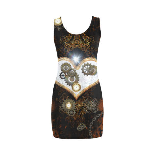 Steampunk, heart, clocks and gears Medea Vest Dress (Model D06)