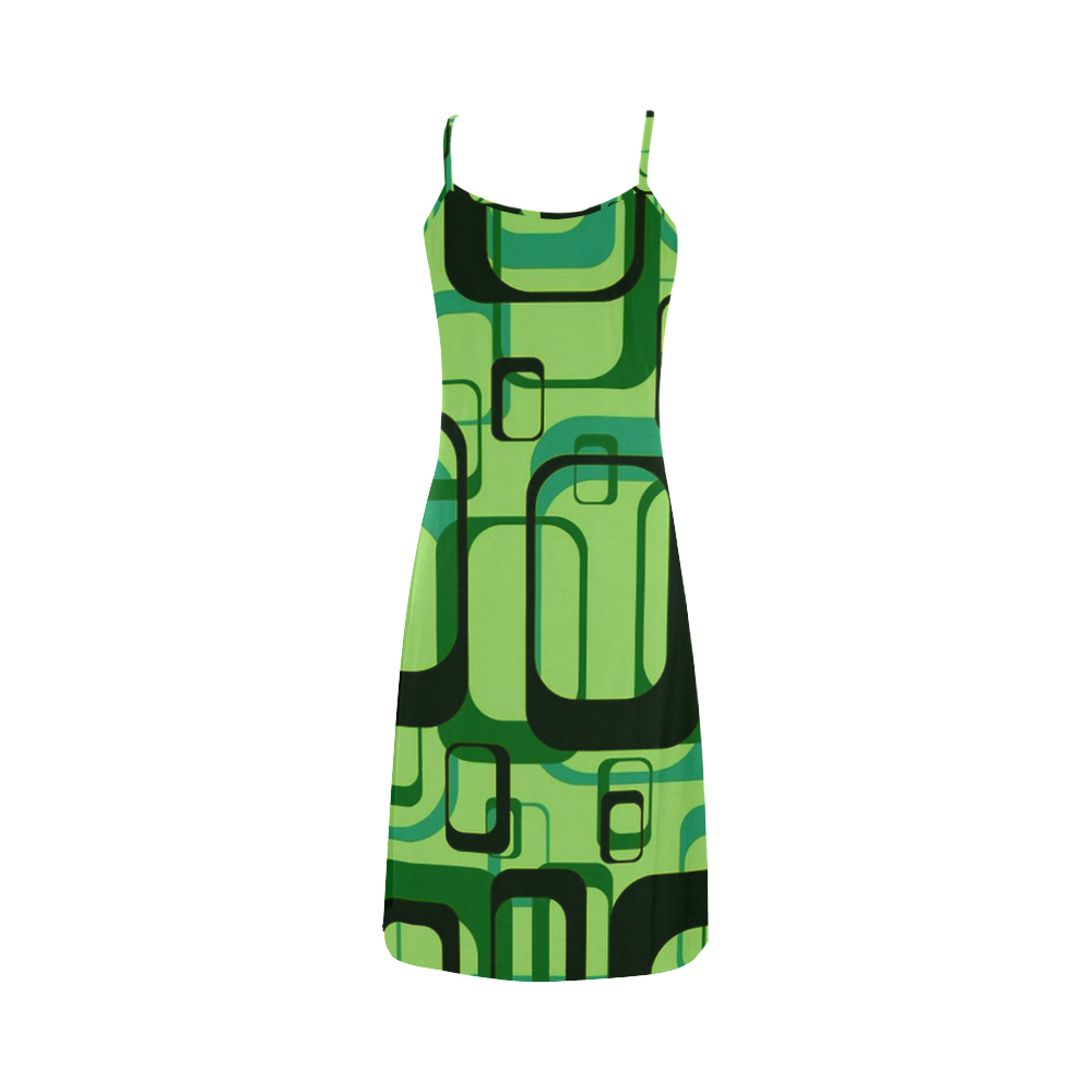 retro pattern 1971 green Alcestis Slip Dress (Model D05)