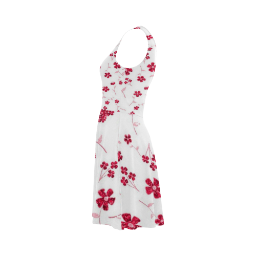 sweet sparkling floral, red Atalanta Sundress (Model D04)