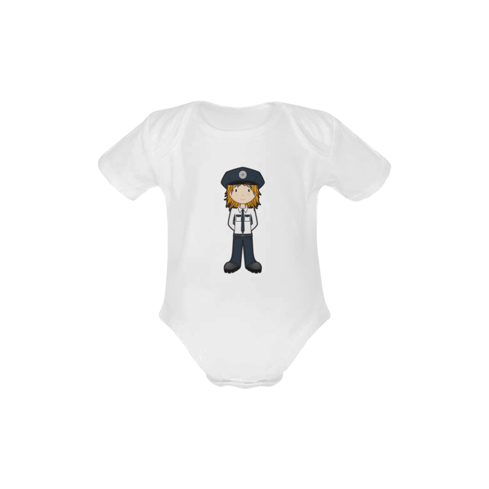 Police Girl - officer law enforcement cop Baby Powder Organic Short Sleeve One Piece (Model T28)