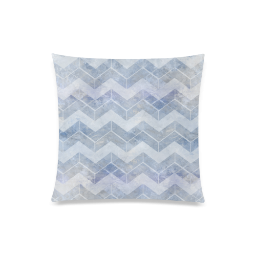 Chevron in blue watercolors Custom Zippered Pillow Case 20"x20"(Twin Sides)