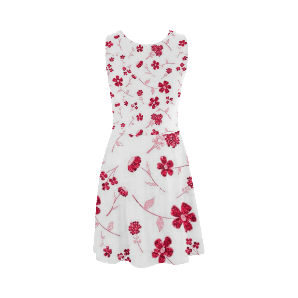 sweet sparkling floral, red Atalanta Sundress (Model D04)