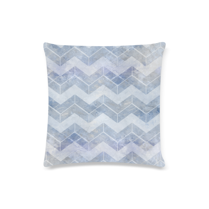 Chevron in blue watercolors Custom Zippered Pillow Case 16"x16"(Twin Sides)