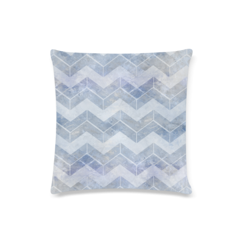 Chevron in blue watercolors Custom Zippered Pillow Case 16"x16"(Twin Sides)