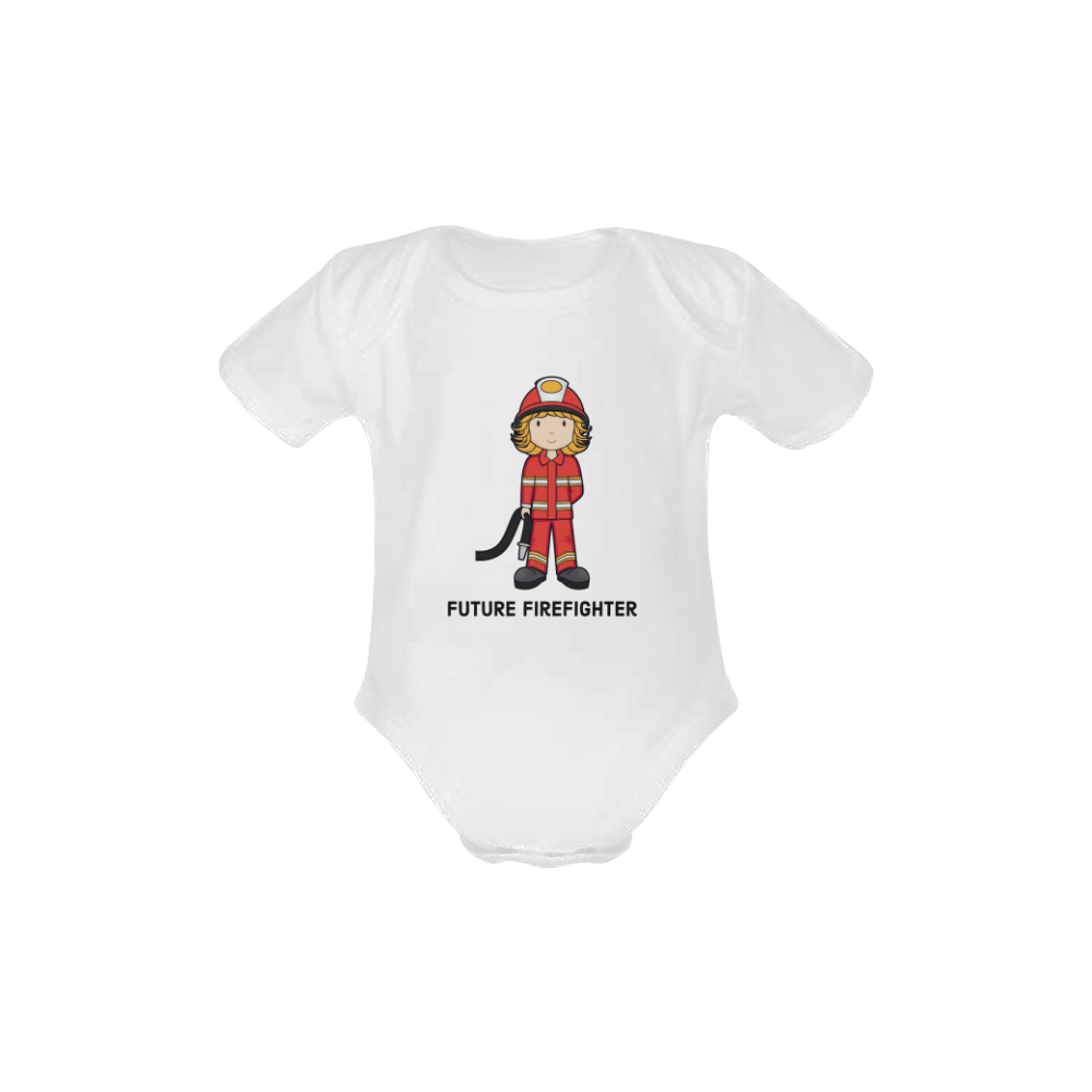 Future Firefighter - girl when I grow up Baby Powder Organic Short Sleeve One Piece (Model T28)