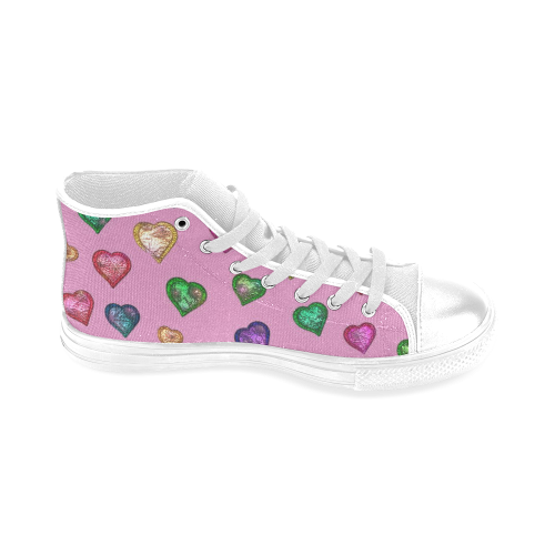 Shimmering hearts Men’s Classic High Top Canvas Shoes (Model 017)