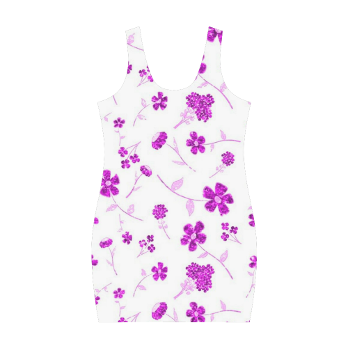 sweet sparkling floral, pink Medea Vest Dress (Model D06)