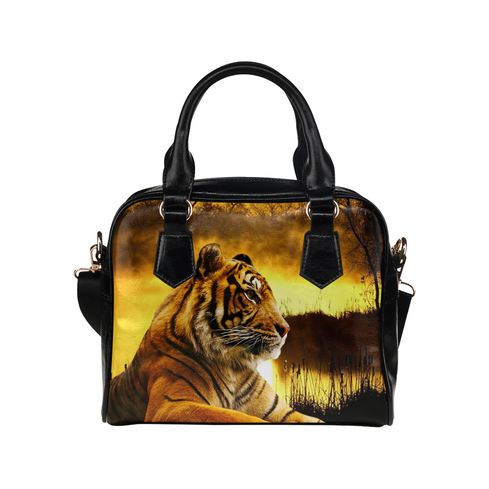 Tiger and Sunset Shoulder Handbag (Model 1634)