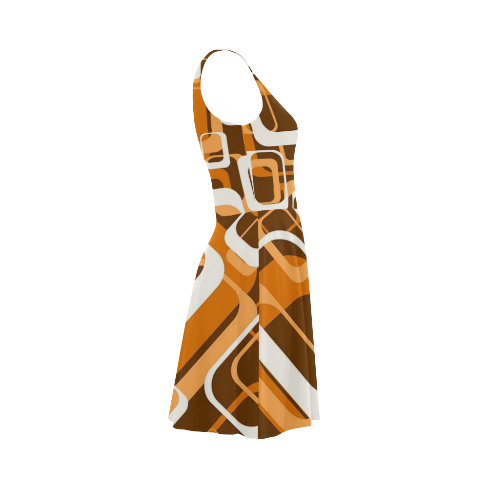 retro pattern 1971 orange Atalanta Sundress (Model D04)