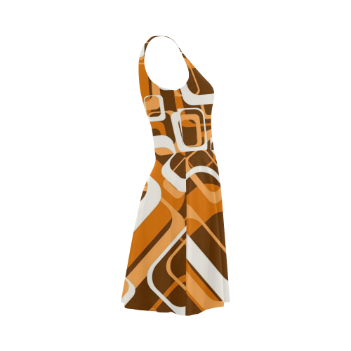 retro pattern 1971 orange Atalanta Sundress (Model D04)