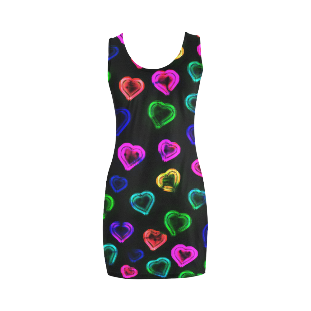 blurry neon hearts Medea Vest Dress (Model D06)