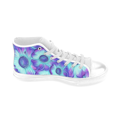 flashy blue flowers Men’s Classic High Top Canvas Shoes (Model 017)