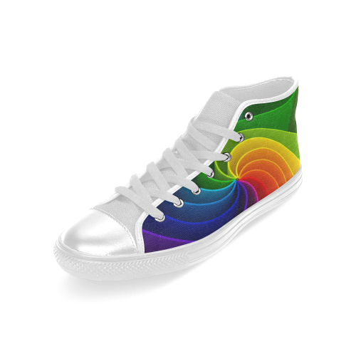 Colorful Rainbow Swirl Men’s Classic High Top Canvas Shoes (Model 017)