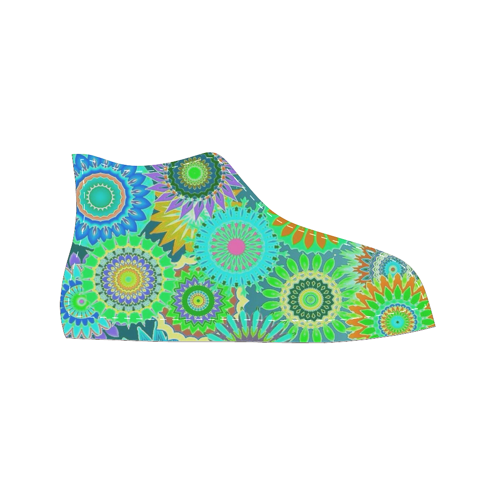 Funky flowers green Women's Classic High Top Canvas Shoes (Model 017)
