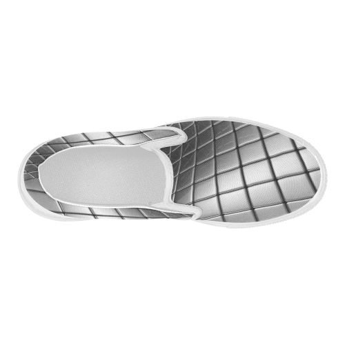 Silver Cubes Women's Slip-on Canvas Shoes (Model 019)