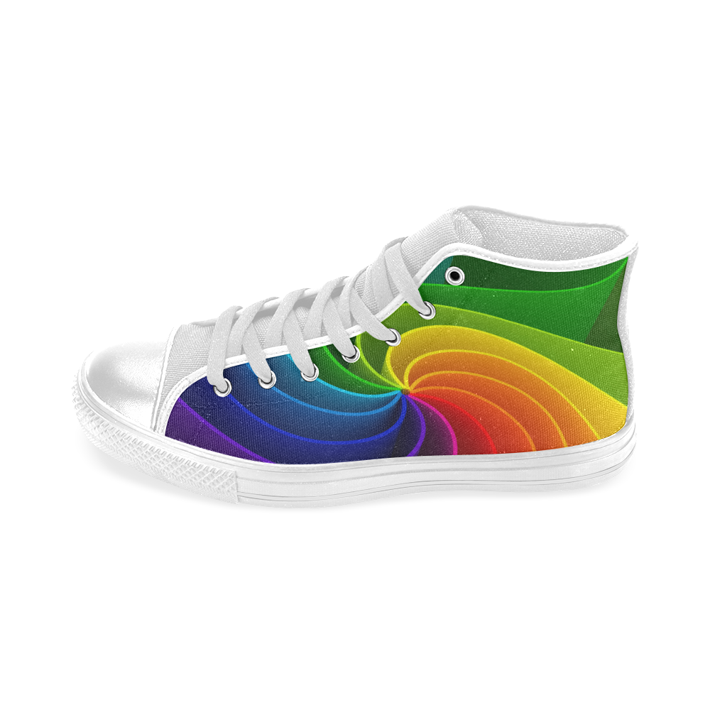 Colorful Rainbow Swirl Men’s Classic High Top Canvas Shoes (Model 017)