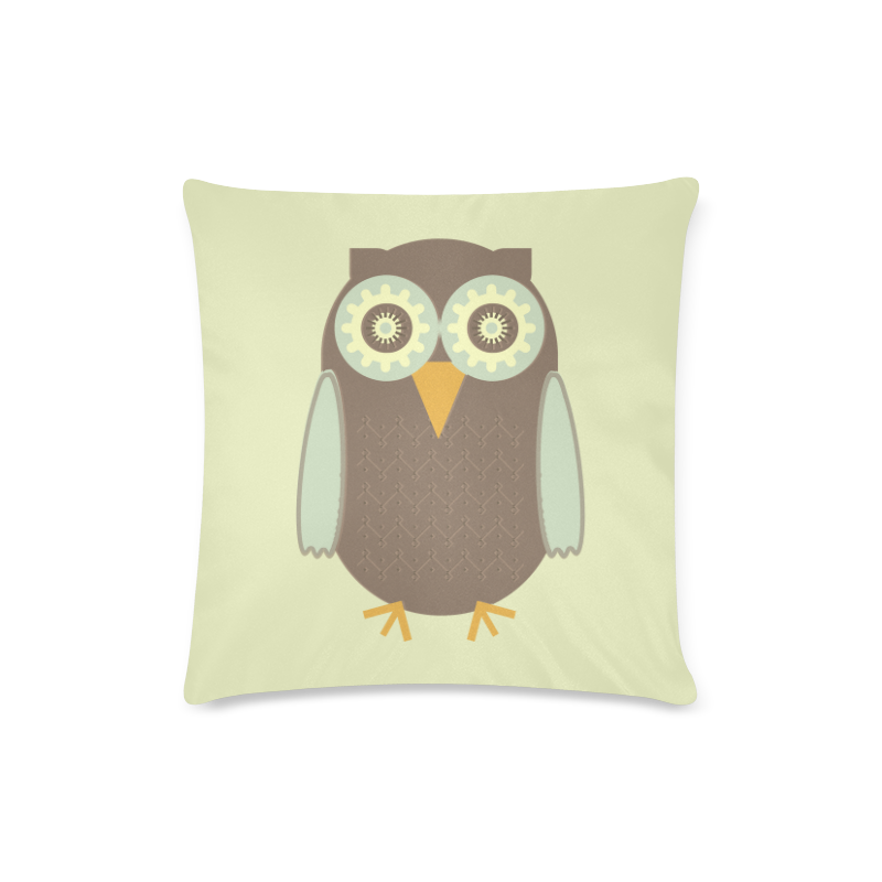 Brown Owl Custom Zippered Pillow Case 16"x16"(Twin Sides)