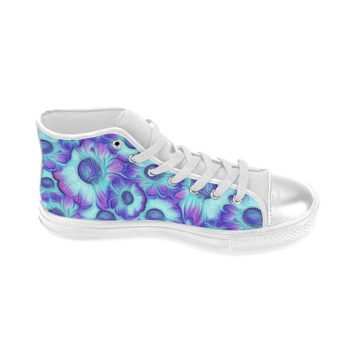 flashy blue flowers Women's Classic High Top Canvas Shoes (Model 017)