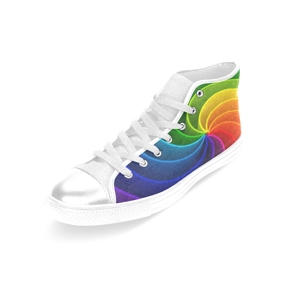 Colorful Rainbow Swirl Women's Classic High Top Canvas Shoes (Model 017)