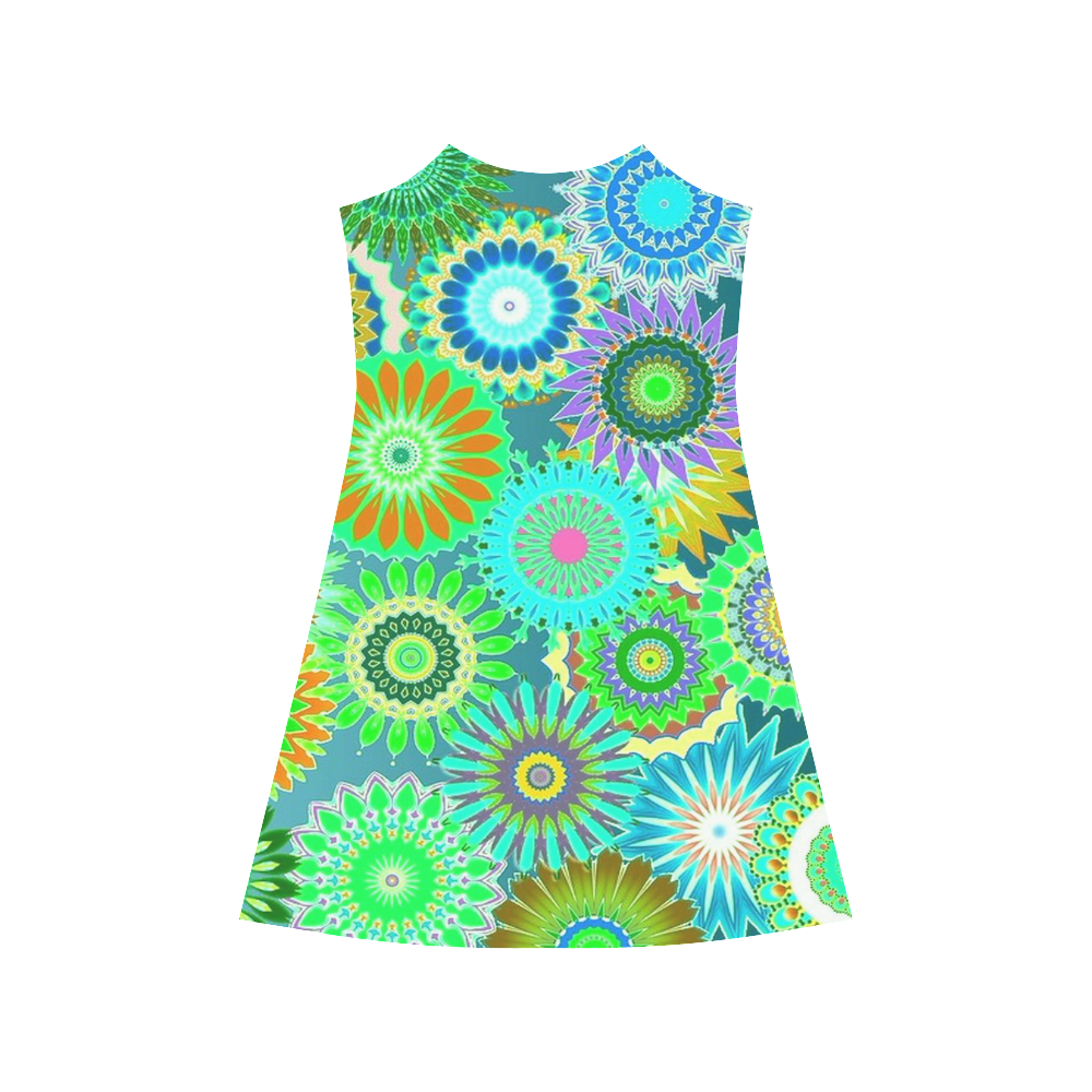 Funky flowers green Alcestis Slip Dress (Model D05)