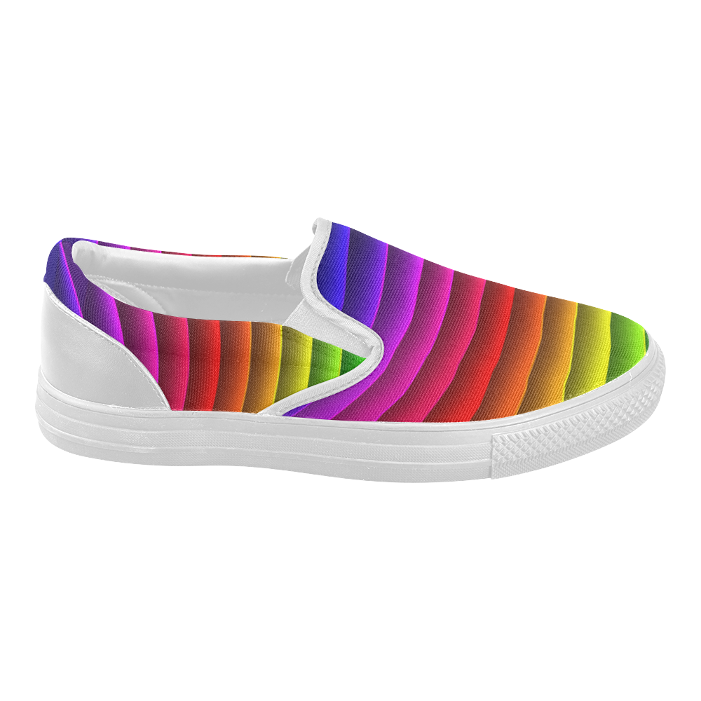 Colorful Rainbow Women's Slip-on Canvas Shoes (Model 019)