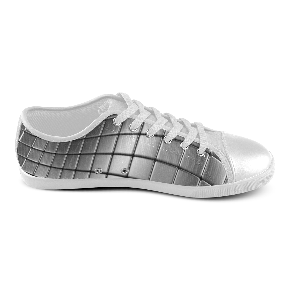 Silver Cubes Men's Canvas Shoes (Model 016)