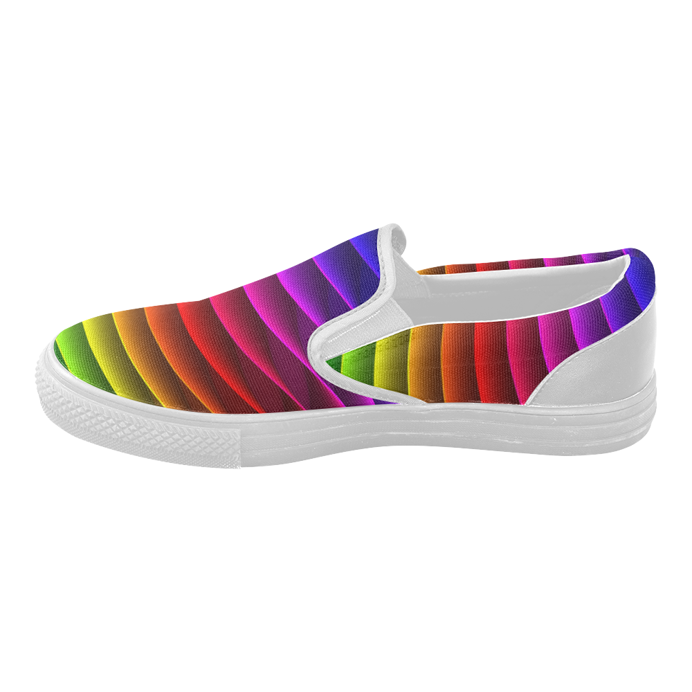 Colorful Rainbow Women's Slip-on Canvas Shoes (Model 019)