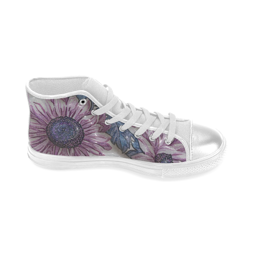 plastic flowers Women's Classic High Top Canvas Shoes (Model 017)