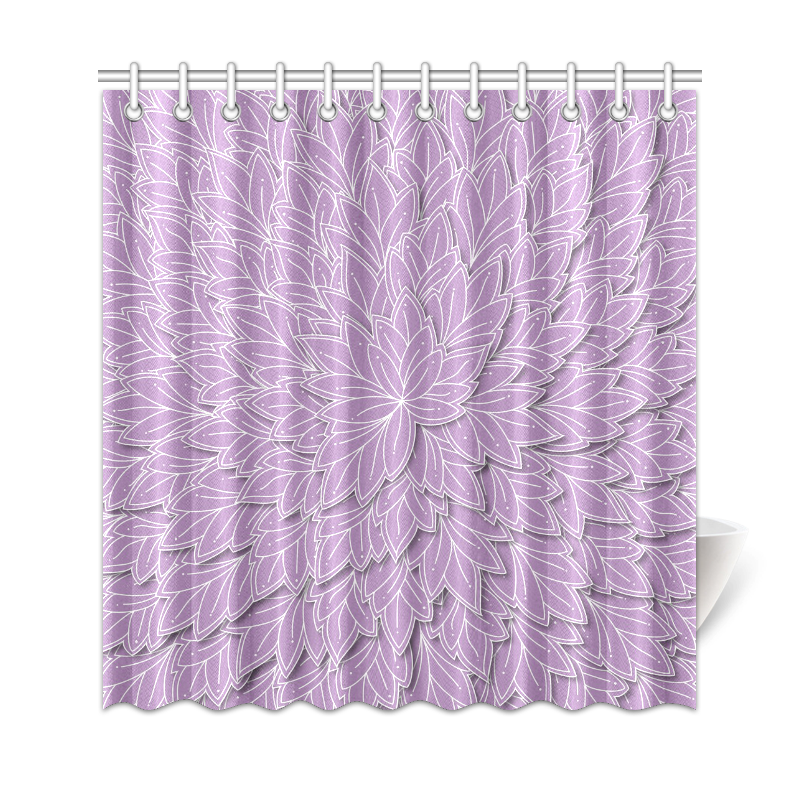 floating leaf pattern violet lilac white Shower Curtain 69"x72"