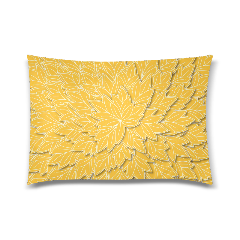 floating leaf pattern sunny yellow white Custom Zippered Pillow Case 20"x30" (one side)