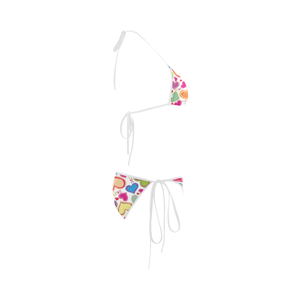 cute hearts background Custom Bikini Swimsuit